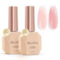 MelodySusie 2PCS 15ML Gray Pink and Pink Builder Gel Set for Nails Thickening, Soak Off UV Extension Gel Rhinestone Glue in a Bottle for Nail Art Design Gift for Women DIY Manicure at Home 012+027