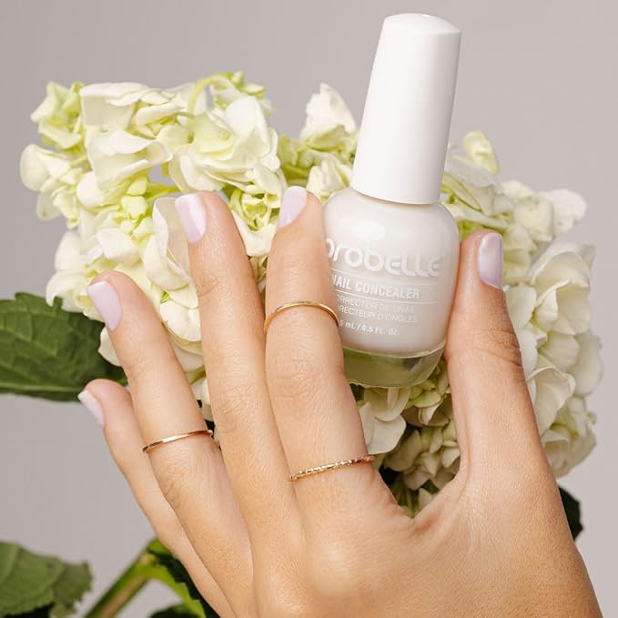 Probelle Illuminating Nail Concealer, Sheer Long Lasting Brightening Nail Polish for yellowing discolored nails, perfect finish for damaged nails with imperfections, Vegan, Gluten Free, Moonlight Glow