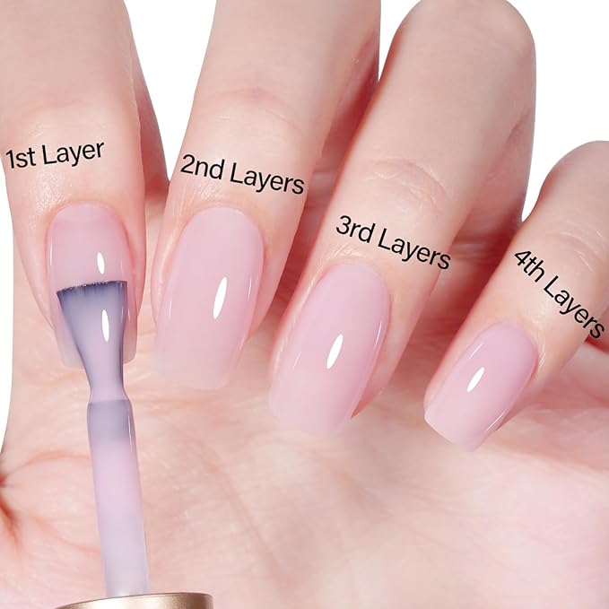 AILLSA Light Pink Gel Nail Polish Tokyo Sakura Sheer Jelly Gel Polish Neutral Translucent Nude Gels Polishs Long Lasting Pale Pink Color Soak Off U V Gels for French Manicure Nail Art at Home 0.51 Oz