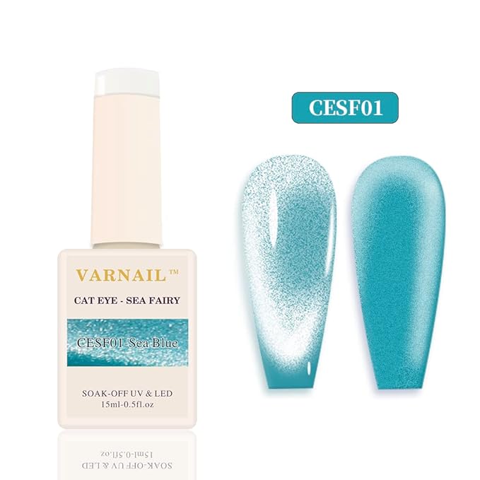 VARNAIL Sea Fairy Cat Eye Gel Polish Set 6 Colors, 15ML Pastel Color Cat Eye Nail Gel Polish with Magnet, Soak off UV Light Nail Polish Set, Salon Quality Magnetic Nail Polish
