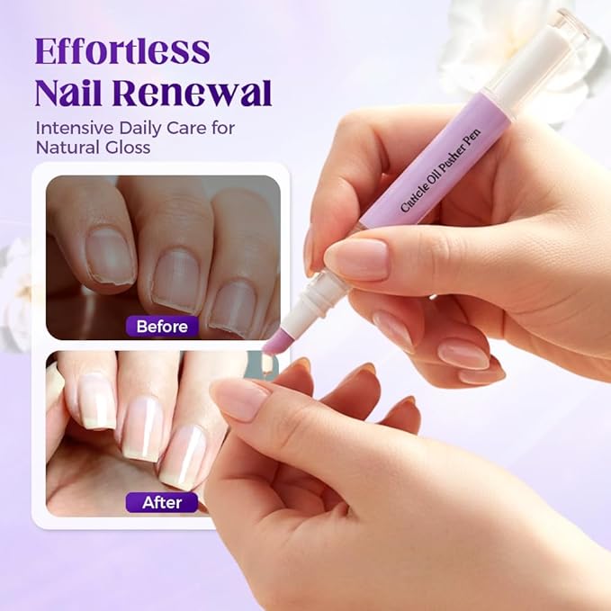 3-In-1cuticle Oil Pusher Pen, Ceramic Cuticle Oil Cuticle Pusher Nail Oil Pen For Hangnails & Dry & Damaged Nails, Nail Care Tool For Repair & Nourish Nails (1PCS)