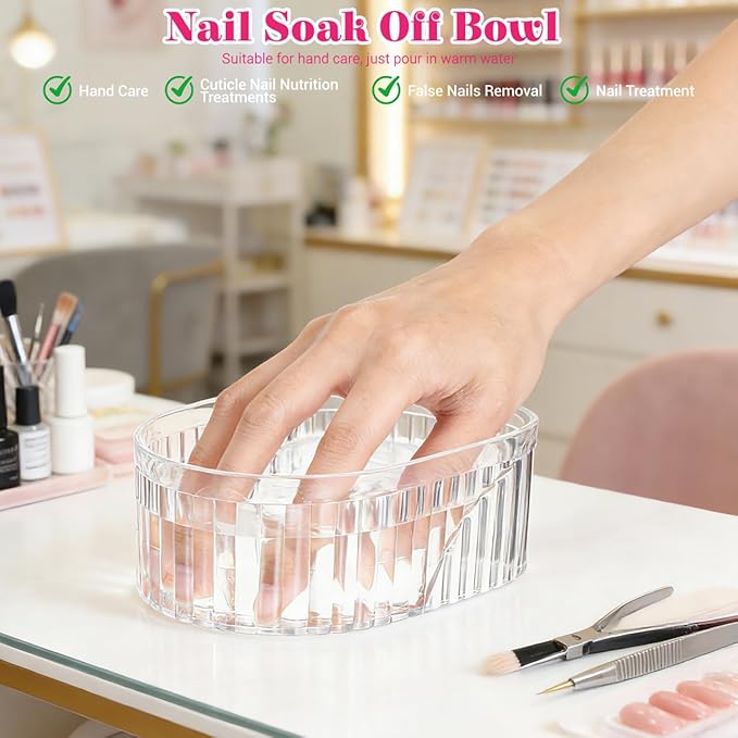 Nail Soaking Bowl: Acrylic Manicure Tray for Softening Cuticles & Removing, Stylish Design for Home Salon Use for Home Nail Salon Supplies Polishing Remover Treatment