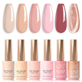 JR Gel Nail Polish Set, 16ml Full Size Bottle 6 Colors Nude Brown Pink 9D Cateye Glitter Nail Gel Polish Gift Soak Off Led Nail Art Kit Salon DIY Colorful Bottle B