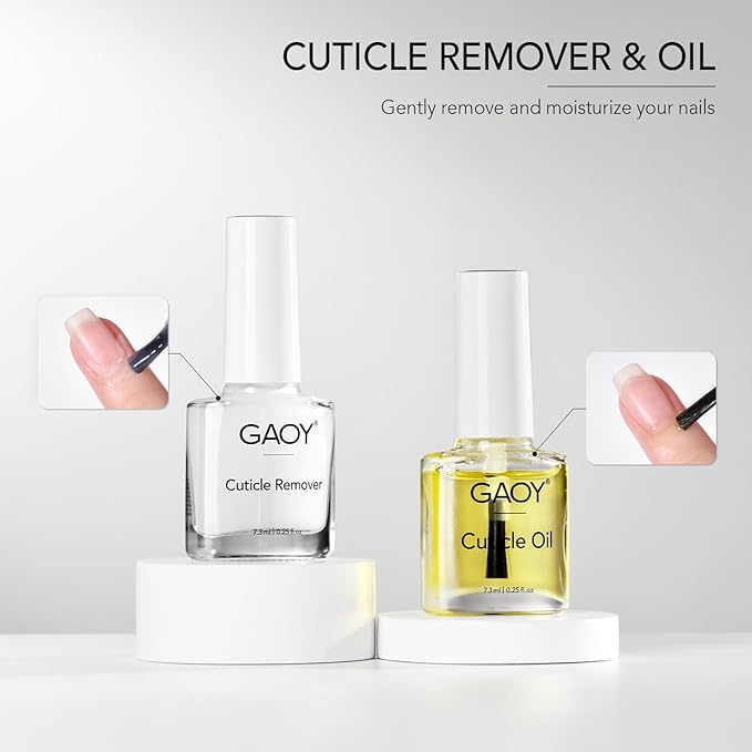 GAOY Cuticle Remover Kit, All-in-One Cuticle Trimmer and Nipper, Nail Oil and Softener, Professional Nail Care Kit with Manicure Tools Files and Buffers for Home & Salon Use