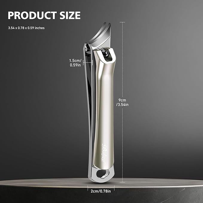 BALUCA Slanted Blade Ingrown Toenail Clippers for Thick Toenails, Angled Toe Nail Fingernail Cutter Trimmer for Seniors and Men - Champagne
