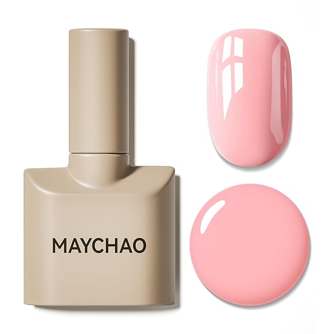 MAYCHAO 15ML Peach Pink Gel Nail Polish 1Pc Pink Gel Polish Soak Off UV LED Nail Polish Nail Art Starter Manicure Salon DIY at Home, 0.5 OZ