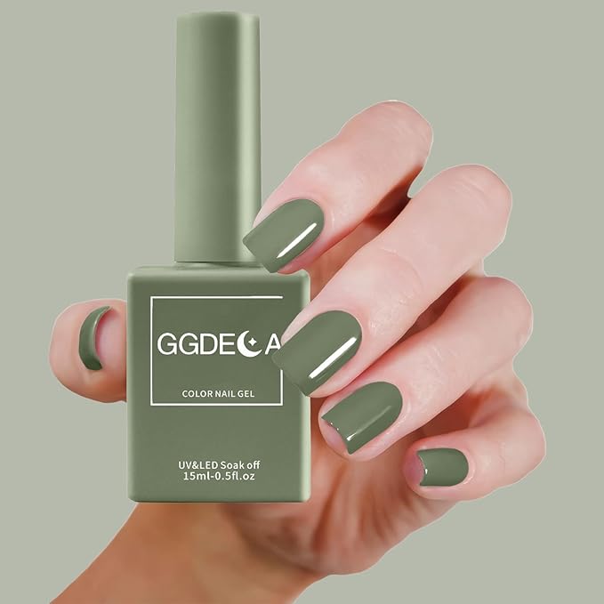 15ml Sage Green Gel Nail Polish, Green Gel Polish, Same Color Same Bottle, High Gloss U V Soak Off Nail, DIY Sparkle Manicure Salon
