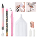 7PCS Rhinestone Picker Tool Kit, Refillable Wax Pencil with 2 Refills, Diamond Gem Picker Pen Applicator, Tweezers & Sorting Tray for Nail Art, Nail Charms & DIY Manicure Supplies