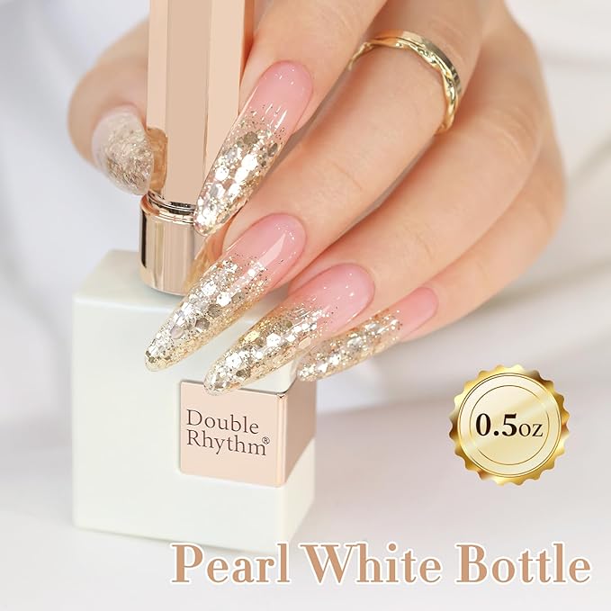 Double Rhythm 0.5Oz Glitter Gel Polish Shimmer Reflective Color for Nail Art Salon DIY Soak Off 15ml Nail Lamp Gel Polish at Home (Golden-B1166)
