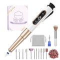 Nail Drill Cordless, Electric Nail File 12 in 1 with LED Display, Nail Drill Machine Professional Portable Rechargeable E File for Gel Acrylic Manicure Pedicure Set with 5 Speeds Golden