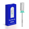AIRSEE Tungsten Carbide Acrylic Nail Drill Bit Efile Electric File Machine Head Tip for Manicure Polishing Art Remove Gel 3/32" 2 Way Professional Tech Flat Top Cylinder Barrel Coarse-C