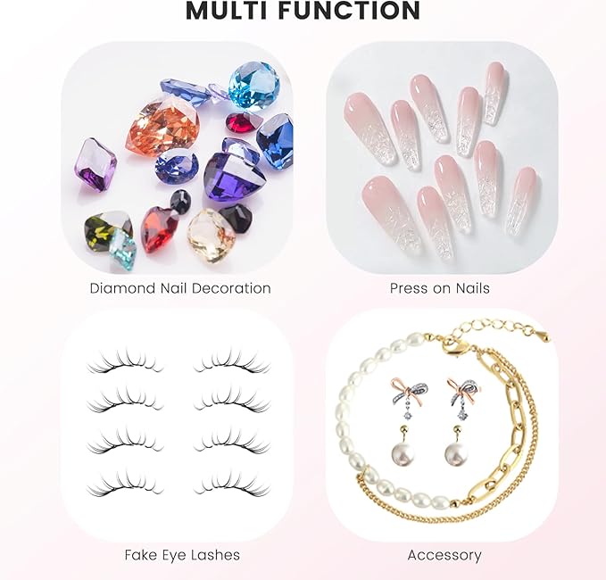 Daily Treasures 10Pcs Press on Nail Boxes, Double Layer Press on Nail Storage, Transparent Acrylic Press on Nail Case with Tape and Storage Bags for Fake Nail,Nail Display