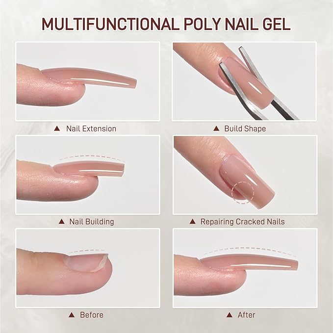 GAOY Crystal Poly Gel, 60g Nail Extension Enhancement Builder Gel, for Beginner & Professional Nail Art Salon DIY at Home, Nude 03