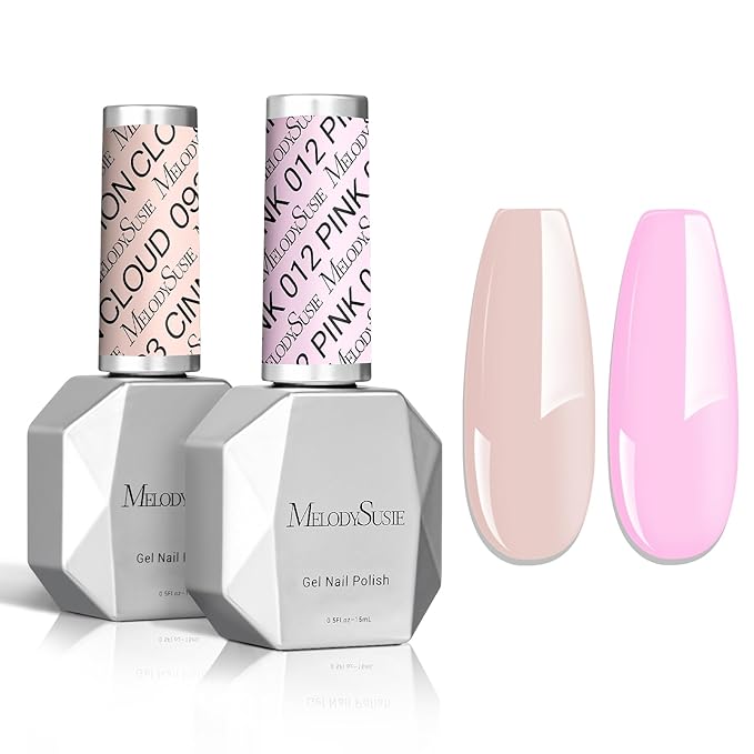 MelodySusie Thick Gel Polish Kit, 15ML Macaron & Nude Pink Color, UV LED Pink Gel Polish Gift for Women's Nail Art Manicure Salon DIY Nail Design Decoration at Home-012+093
