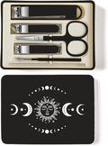 6-Piece Nail Clipper Set with Nail File, Tweezers and ingrown toenail Removal kit Travel Nail kit for Men and Women (Moon Black)
