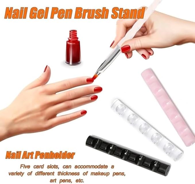 4-Color Acrylic Crystal Pen Holder Nail art painting pen holder Brush Organizer for Nail Art, Gel Polish & Desk Accessories 360° Rotating Display Stand (Pink/Red/black/Clear)