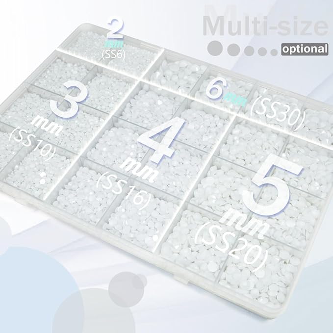 Pure White Resin Rhinestones w B7000 Glue for Bedazzling Crafting 2mm-6mm Flatback Jelly Stones Diamonds Gems Bedazzler Kit Charms for Nails Face Eyes Makeup Tumblers Bottles DIY Crafts Shoes