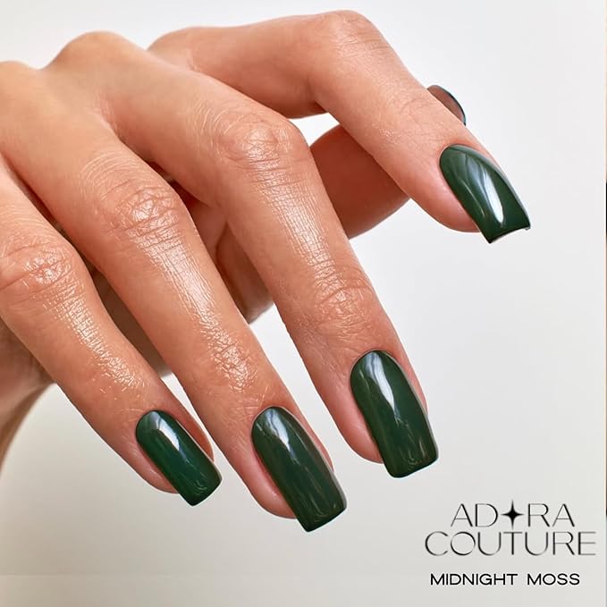 Semi-Cured Gel Nail Strips - 20 Salon-Quality Gel Sticker with UV Light Required, Long Lasting, Easy Application & Removal, Includes Prep Pad, Nail File, Wooden Stick (Green Moss)