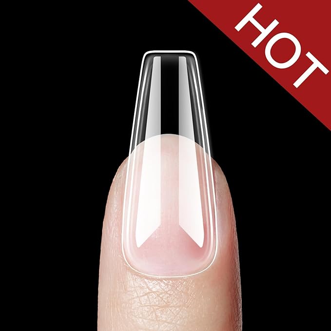 Beetles Gel Nail Kit Easy Nail Extension Set with 500Pcs Nail Tips Coffin Shape 5 In 1 Nail Glue Base Gel and Innovative Led Lamp Easy Diy Nails Art Home Gelly Tips