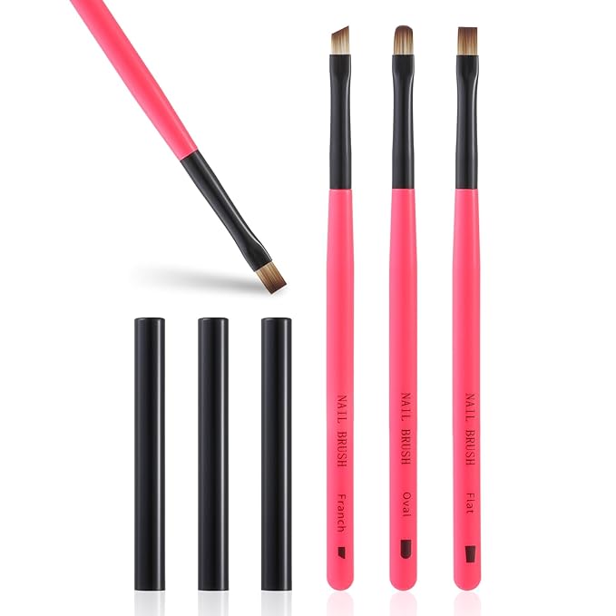 3PCS Nail Clean Up Brushes for OPI Nail Polish Remover, Brushes for Cleaning Polish Mistakes on the Cuticles, Acetone Resistant Nail Brushes for Nail Art and Designs（BB Pink ）