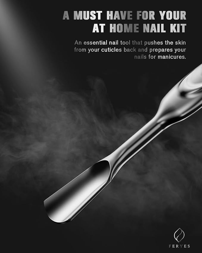 FERYES Elegant Precision Cuticle Pusher & Nail Cleaner - Dual-Ended Cuticle Stick Stainless Steel Cuticle Tool for Flawless Nail Care
