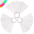 150 Pcs Clear Nail Swatch Sticks with Ring, Fan Shape Nail Art Polish Display Tips, False Nail Sample Sticks, Nail Practice Color Display, Transparent Polish Board for Nails