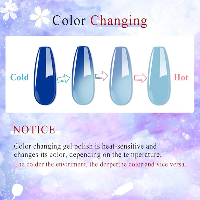 MIZHSE Mood Temperature Color Changing Nail Polish Set, Glow in the Dark Gel Nail Polish Black Pink Green Blue Yellow Orange 8 Colors Soak Off Gel Polish for Nail Art Manicure DIY at Home
