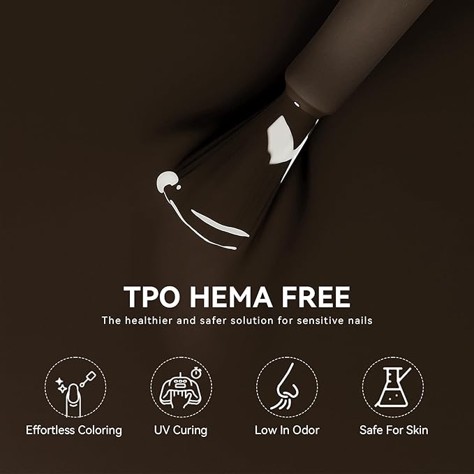 MEGIOR Dark Brown Gel Nail Polish 0.5 Fl Oz Brown Soak Off UV LED Lamp Light Cure Gel Polish Kit for Salon and Nail Art Starter Manicure DIY at Home