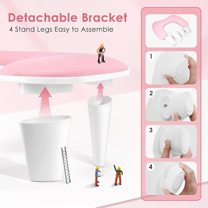 Arm Rest for Nails Tech: U-Shaped Manicure Nail Arm Rest Stand Pink Big Armrest Microfiber PU Leather Hand Rest Pillow for Acrylic Nail Cushion