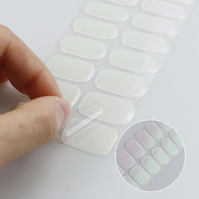 JMEOWIO Gel Nail Stickers Glitter Semi Cured Gel Nail Strips Wraps UV/LED Nails Art Design Decoration Accessories