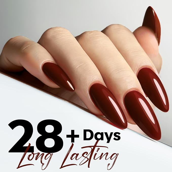 modelones Red Gel Nail Polish Burgundy Red Nail Dark Red Brown Gel Nail Polish Soak Off Nail Art Manicure 15 ML