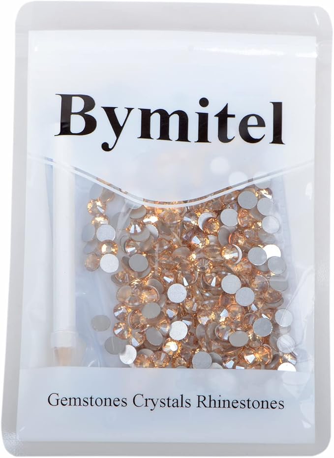 288PCS Art Nail Rhinestones Non Hotfix Glue Fix Round Crystals Glass Flatback for DIY Jewelry Making with one Picking Pen (ss30 288pcs, Lt. Peach)