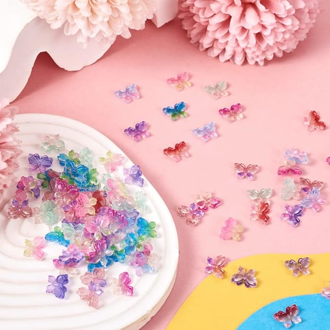 KISSITTY 120Pcs Glow in The Dark 3D Butterfly Resin Cabochons for Nail Art Butterfly Nail Charms Mixed Color Luminous DIY Craft Decorations