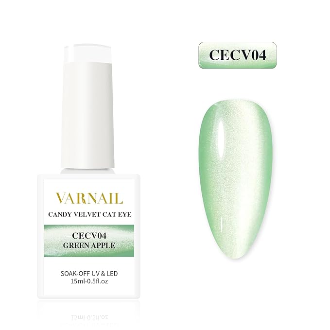 VARNAIL Candy Velvet Cat Eye Gel Polish Kit 6 Colors, Glitter 9D Holographic Gel Polish with Magnet, Soak off U V Light Gel Nail Polish Set15 ml/Bottle, Salon Quality Magnetic Gel Nail Polish