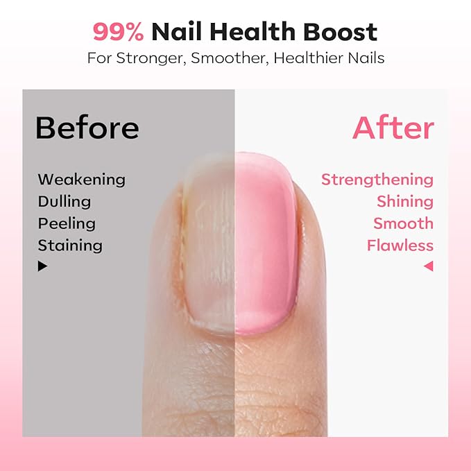 modelones Nail Strengthener and Growth Pink Nail Polish Scented Nail Repair for Damaged Nails Hardener Extra Strong and Growth for Women Nail Care Natural Concealer Foundation 15 Ml 0.5 Fl Oz