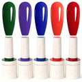 VENALISA 10 ML Gel Nail Polish Set with DIY Nail tips Kit, 5 Pcs Green Purple Blue Red Gel Polish Color High Gloss Soak Off U V Nail Manicure Salon DIY