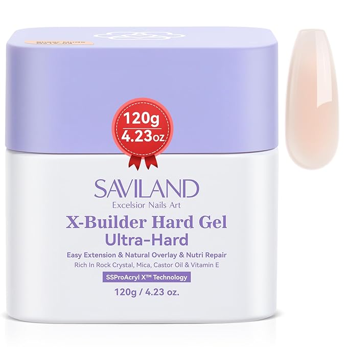 SAVILAND Extend Hard Gel for Nails: 120 g Large Capacity Builder Nail Gel Ultra Hard Sheer Nude 5-IN-1 Multifunctional Gel Nail Builder Base Strengthen Apex 30-Day Salon