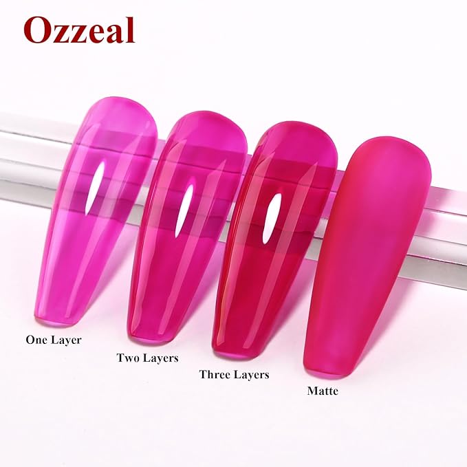 Jelly Gel Nail Polish, Neon Hot Pink Jelly Gel Polish Translucent Sheer Spring Summer Gel Polish Soak off UV LED Light for Nail Art DIY Manicure 0.5 Fl Oz