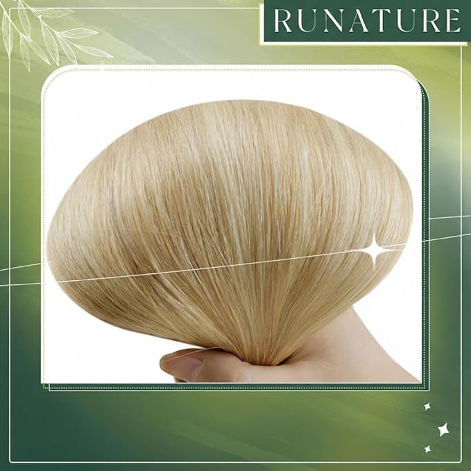 RUNATURE Nano Human Hair Extensions,Highlight Honey Blonde Nano Ring Hair Extensions Real Human Hair Blonde 16 Inch 50 Gram