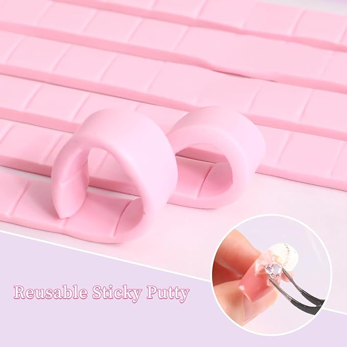 ANGNYA 2 Set Heart-shaped Nail Holder for Press On, Aurora Nail Stand with Reusable Adhesive Putty Clay Strong Magnetic Display Art Stand