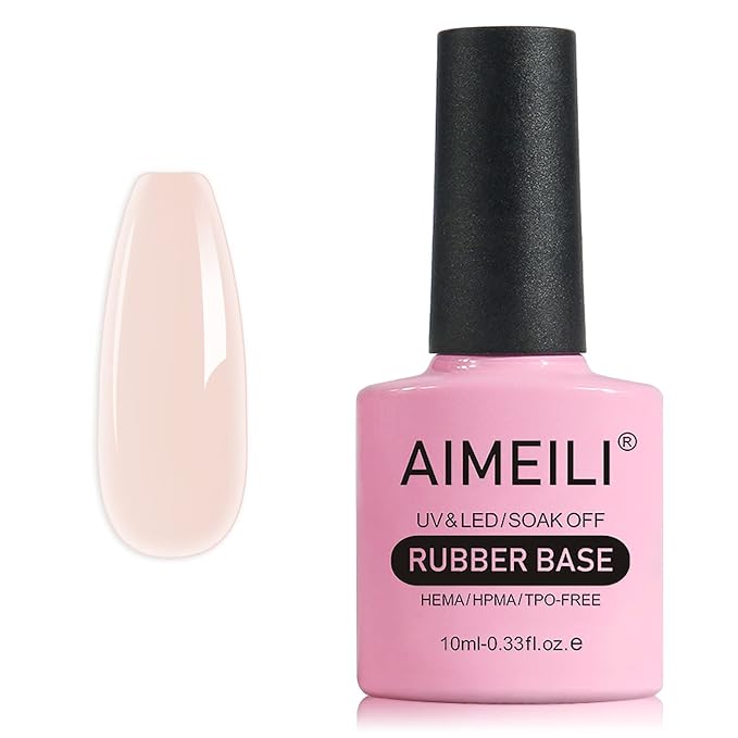 AIMEILI Hema Free Rubber Base Gel For Nails, Soak Off U V LED Clear Sheer Gel Nail Polish, 4 in 1 Nail Strengthen/Enhance/Base Coat/Color - (448) 10ml