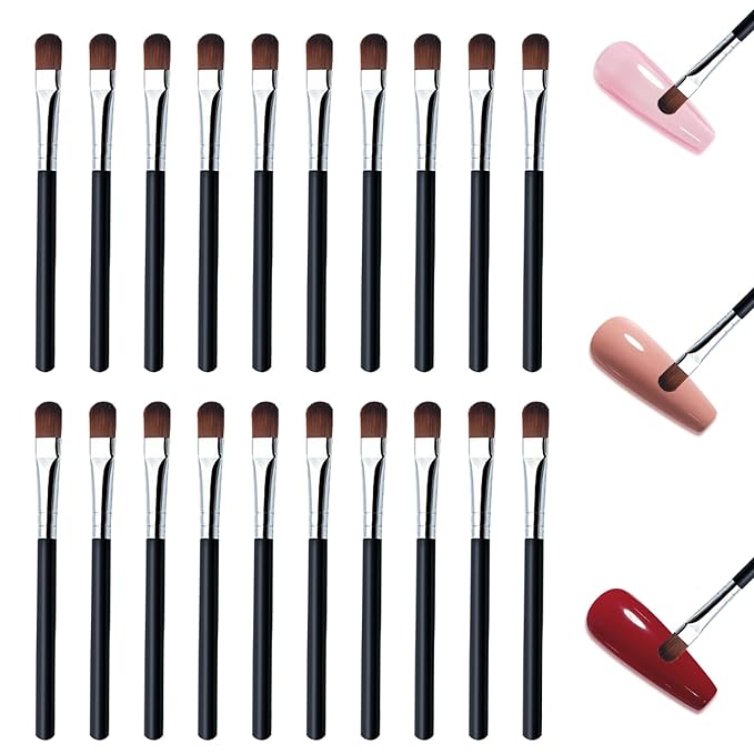 SILPECWEE 20PCS Nail Brush Set, Acrylic Nail Art Brush Ombre Brush Nail Paint Brush for Eyeshadow Eyebrows Eyeliner Makeup Nail Design Brushes Pen Manicure Tool - 90mm, Silver