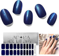 Semi-Cured Gel Nail Strips - 20 Salon-Quality Gel Sticker with UV Light Required, Long Lasting, Easy Application & Removal, Includes Prep Pad, Nail File, Wooden Stick (Metallic Blue)