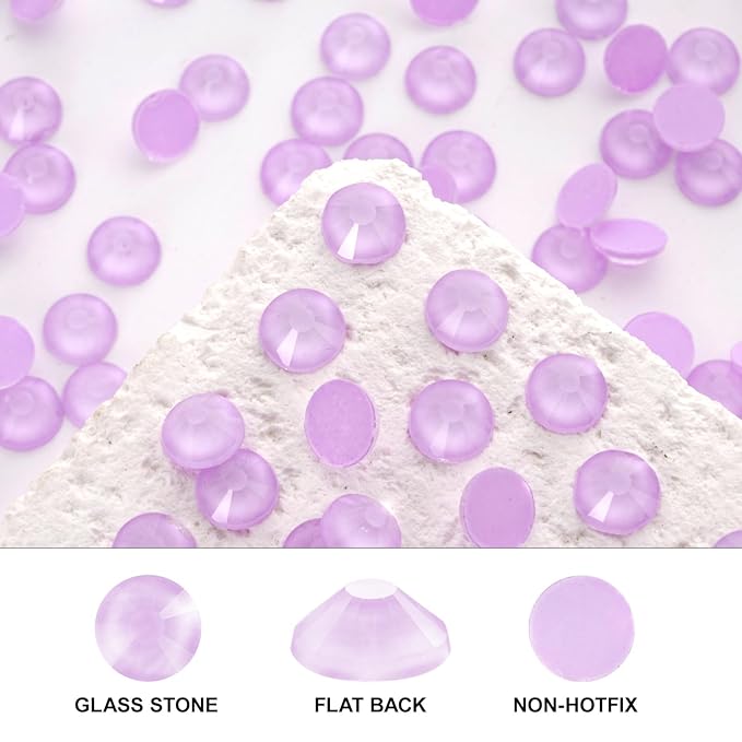 Novani 3000 Pieces Flatback Rhinestones Glass Round Gems Mocha Lt.Purple Crystals for Nail Art DIY Crafts Clothes Shoes,SS16,3.8-4.0mm