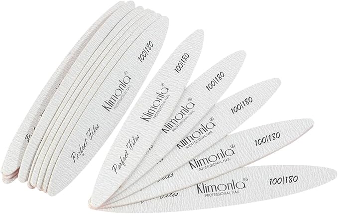 25pcs Professional Oval Nail Files Emery Board Set 100/180 Grit Dual-Grit Buffer Files for Natural & Acrylic Nails Tools Suit for Home Salon
