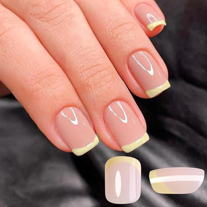 10 Packs 240Pcs French Tip Press on Nails Short Square Fake Nails Colorful Nail Tips Acrylic Nails Glossy Cute Artificial False Nails Chrome Glue on Nails for Women Girls Manicure Nails Decoration