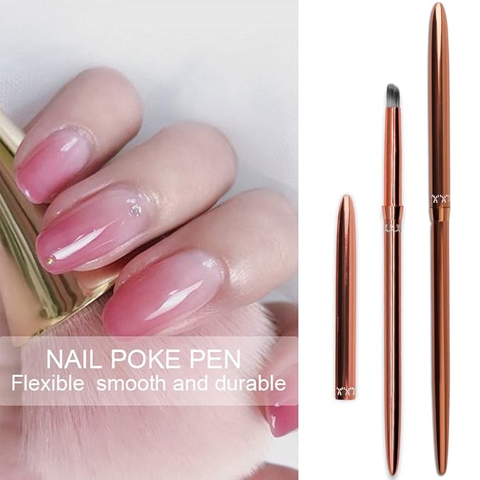 SILPECWEE 1pc Kolinsky Ombre Nail Brush Acrylic Nail Art Brushes Rose Gold Nail Pen Nail Design Brush Nail Polish Brushes Ombre Brush for Gel Nails Manicure Brush Nail Art Tools