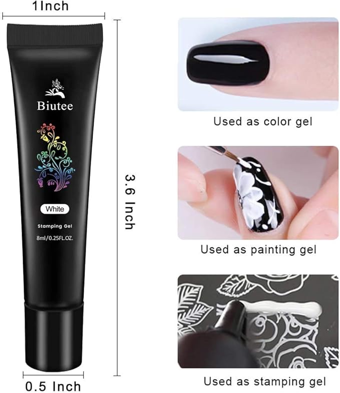 Biutee Nail Stamping Kit with Clear Stamper & Scraper, 10pcs Nail Art Stamping Plates + 8 Colors Stamping Gel Polish, Flower Animal Geometric Nail Art Tools for Beginners