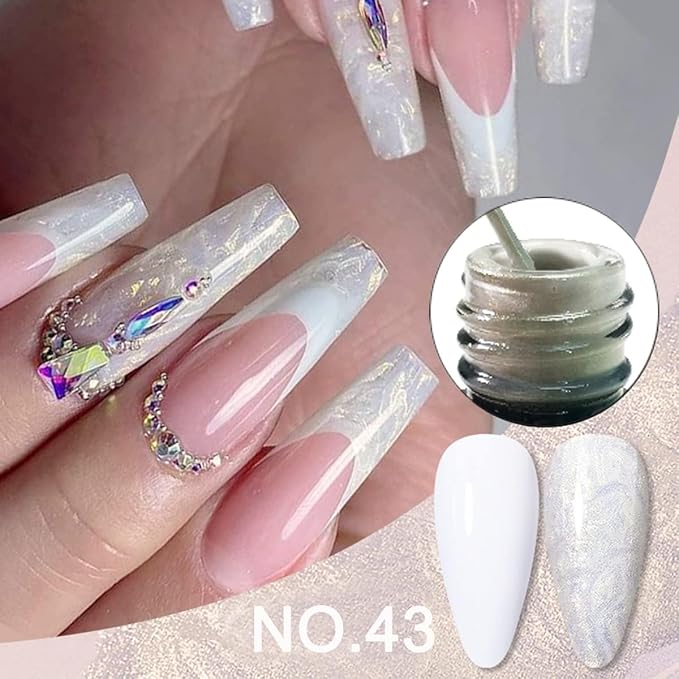 Liner Gel Nail Art Polish 12 Colors Set, Pearl Colors Painted Liner Gel Nail Polish Kits Acrylic Nail Art Line Drawing LED Required
