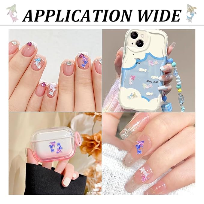 KISSITTY 140Pcs Goldfish Nail Charms 3D Goldfish Nail Art Charms Resin Animal Nail Art Decoration for Manicure